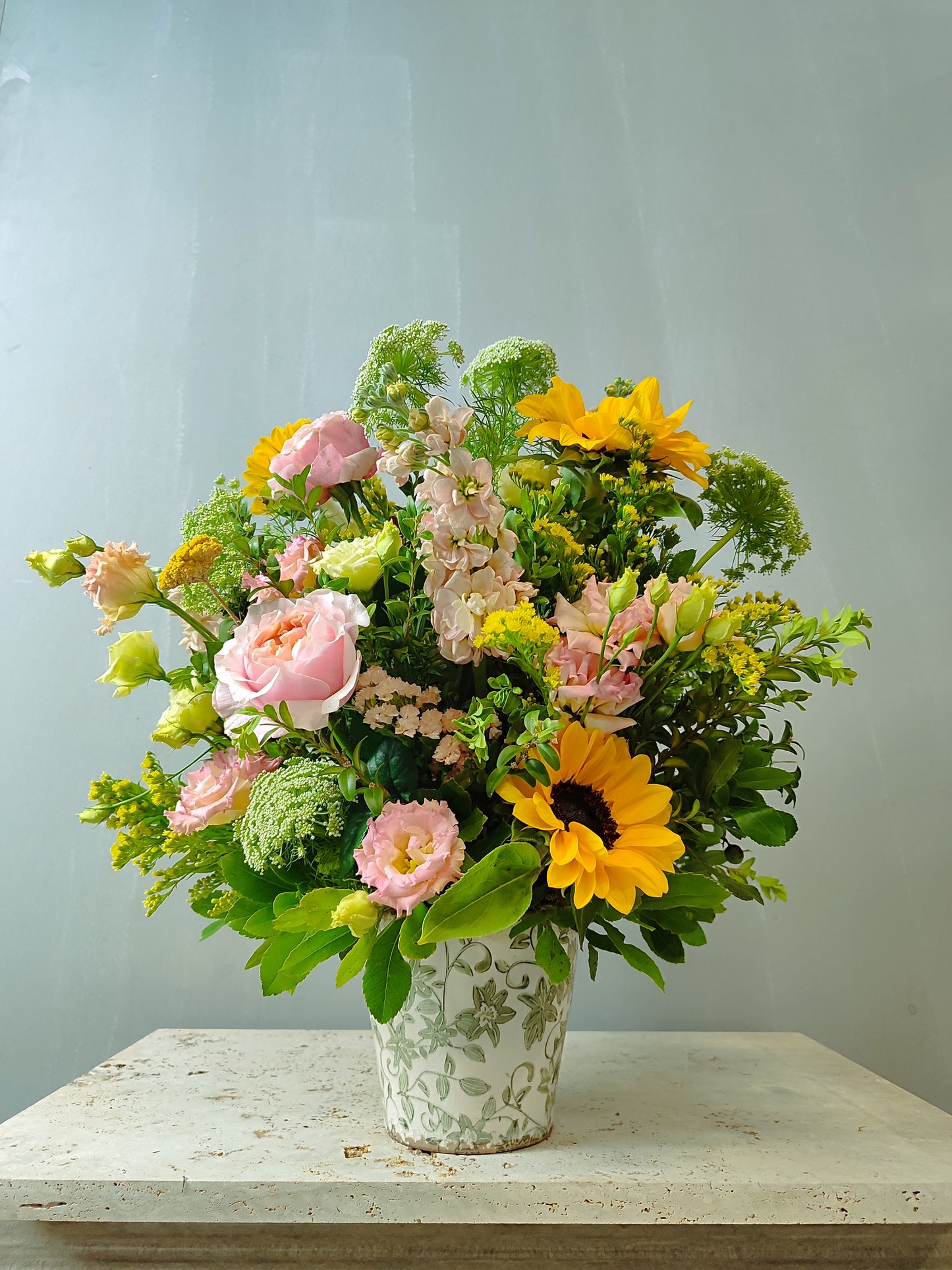 MACETA CERAMICA ESMALTADA FLOR DE TEMPORADA