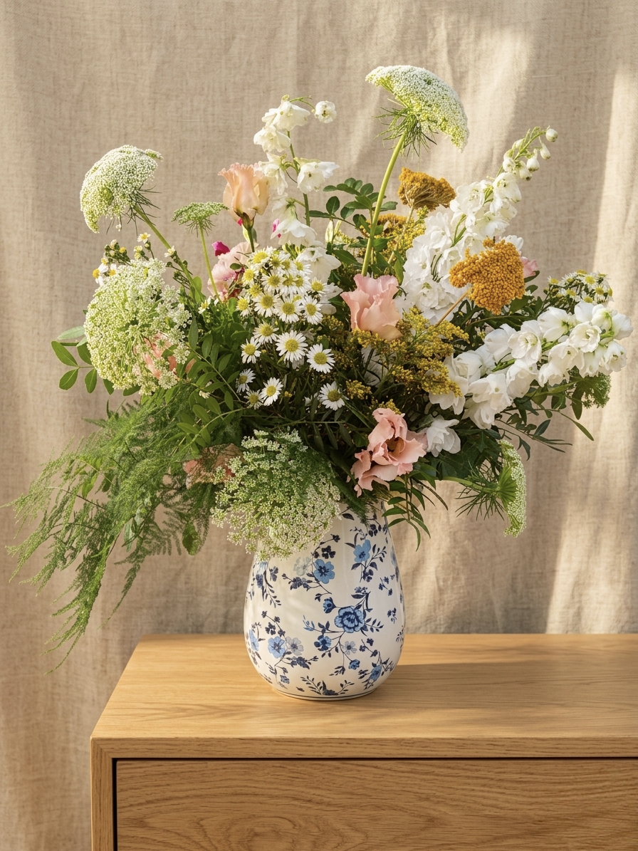 JARRÓN FLORES AZULES